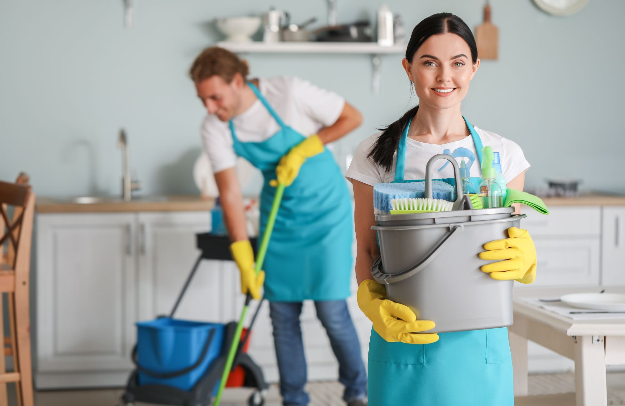 team of cleaners doing they job